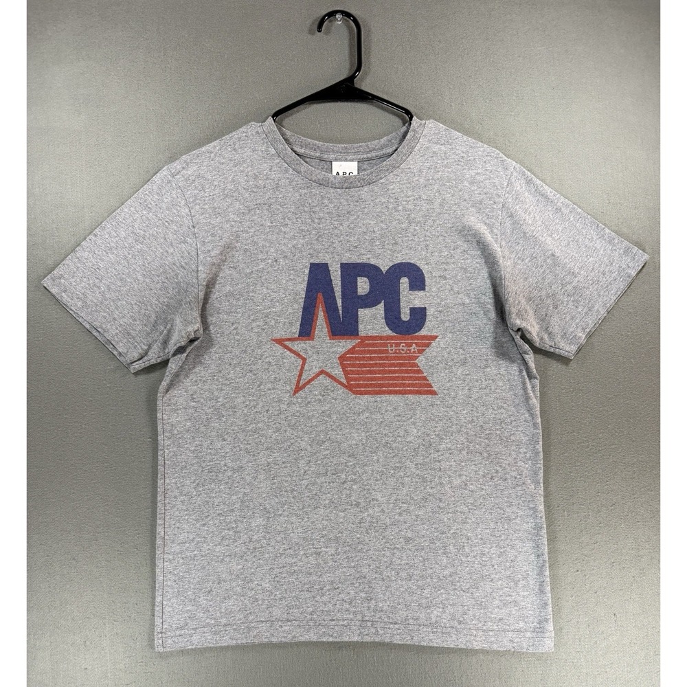 A.P.C. Cornelius USA Logo T-Shirt Size Small In Gray